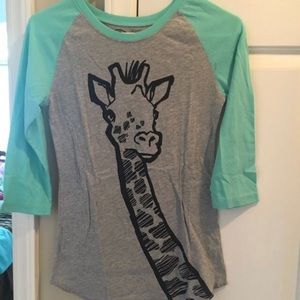 Giraffe baseball t-shirt